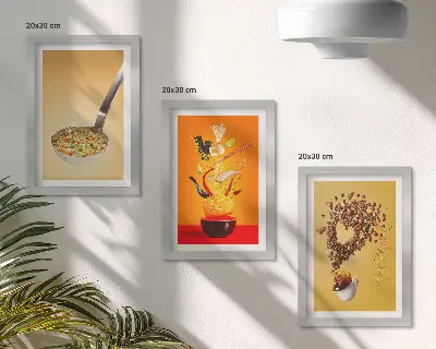 Set 3 slike u okviru motivi hrane i pića za kuhinju
