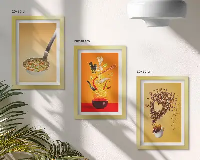 Set 3 slike u okviru motivi hrane i pića za kuhinju