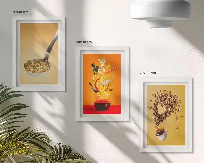 Set 3 slike u okviru motivi hrane i pića za kuhinju