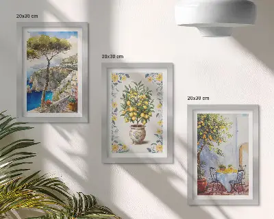 Komplet slika u okviru pogled na more s limunovim stablima