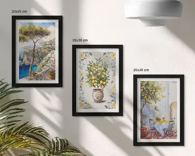 Komplet slika u okviru pogled na more s limunovim stablima