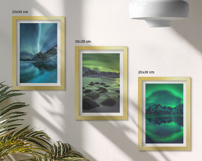 Zidna galerija slika Zimski krajolik s polarnim svjetlima i planinama