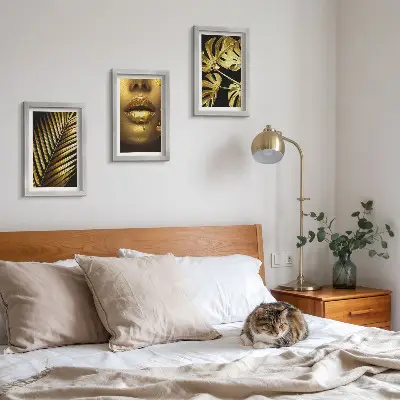 Set od 3 slike u okviru palmino lišće, žensko lice i lišće monstere