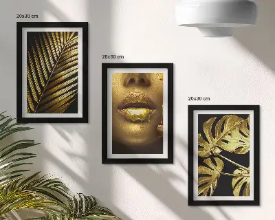 Set od 3 slike u okviru palmino lišće, žensko lice i lišće monstere