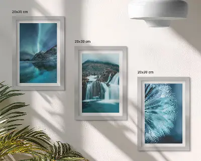 Zidna galerija slika zimski krajolici s vodopadima i polarnom svjetlosti