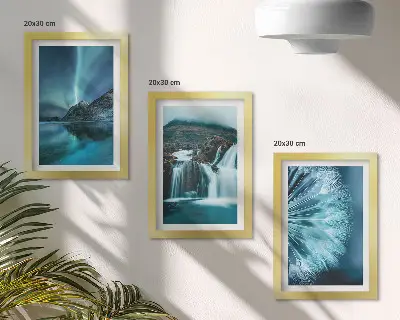 Zidna galerija slika zimski krajolici s vodopadima i polarnom svjetlosti