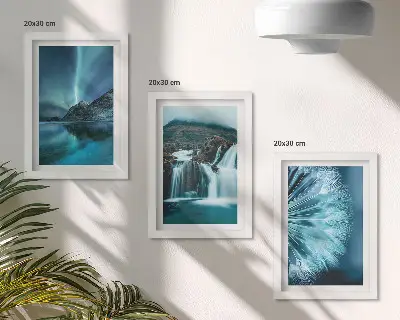 Zidna galerija slika zimski krajolici s vodopadima i polarnom svjetlosti