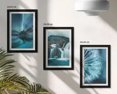 Zidna galerija slika zimski krajolici s vodopadima i polarnom svjetlosti