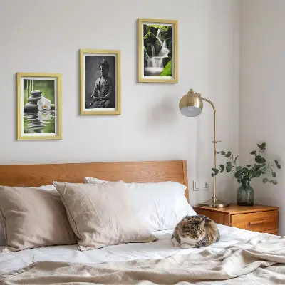 Set od 3 slike u okviru opuštajući zen motivi s vodom, kamenjem i Budom