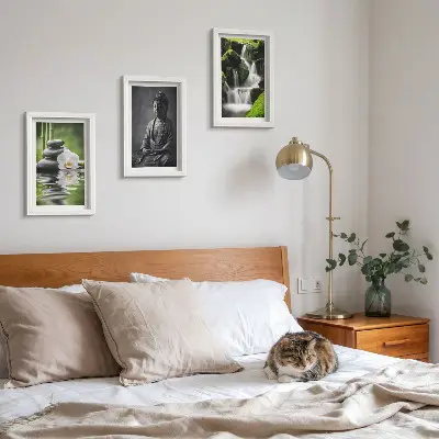 Set od 3 slike u okviru opuštajući zen motivi s vodom, kamenjem i Budom