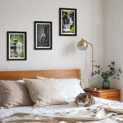 Set od 3 slike u okviru opuštajući zen motivi s vodom, kamenjem i Budom