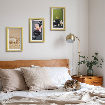 Set 3 slike u okviru Opuštajući kameni motivi mira i zena