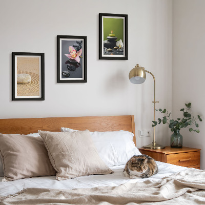 Set 3 slike u okviru Opuštajući kameni motivi mira i zena