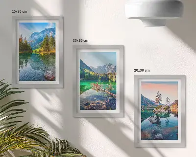 Zidna galerija slika planinska jezera s vodom i prirodnim krajolikom