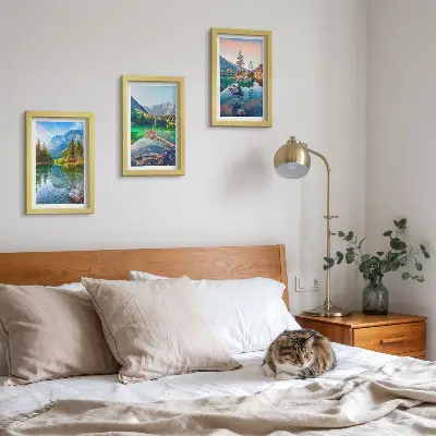 Zidna galerija slika planinska jezera s vodom i prirodnim krajolikom