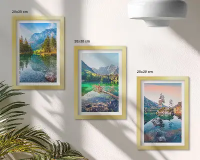 Zidna galerija slika planinska jezera s vodom i prirodnim krajolikom