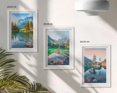 Zidna galerija slika planinska jezera s vodom i prirodnim krajolikom