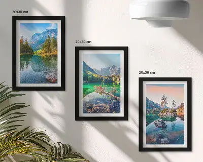Zidna galerija slika planinska jezera s vodom i prirodnim krajolikom