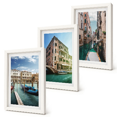 Set 3 slike u okviru Pogled na Veneciju s kanalima i urbanom arhitekturom