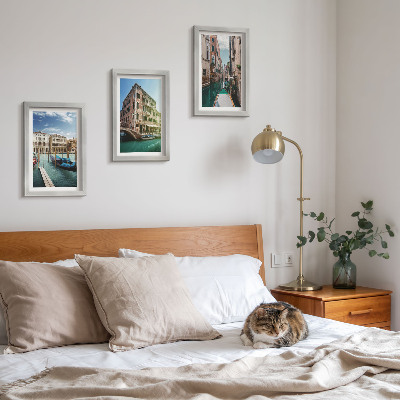 Set 3 slike u okviru Pogled na Veneciju s kanalima i urbanom arhitekturom
