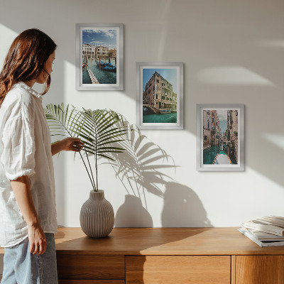 Set 3 slike u okviru Pogled na Veneciju s kanalima i urbanom arhitekturom