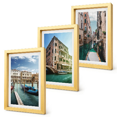 Set 3 slike u okviru Pogled na Veneciju s kanalima i urbanom arhitekturom