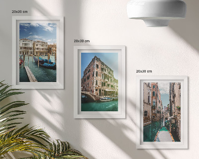Set 3 slike u okviru Pogled na Veneciju s kanalima i urbanom arhitekturom