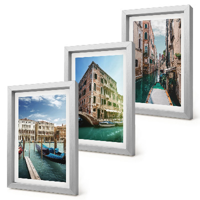 Set 3 slike u okviru Pogled na Veneciju s kanalima i urbanom arhitekturom