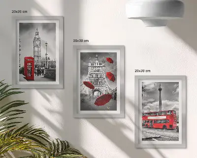 Komplet slika u okviru pogled na London s crvenim kišobranom i autobusom