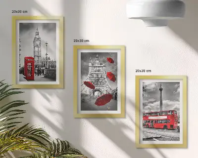 Komplet slika u okviru pogled na London s crvenim kišobranom i autobusom