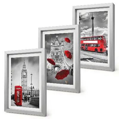 Komplet slika u okviru pogled na London s crvenim kišobranom i autobusom