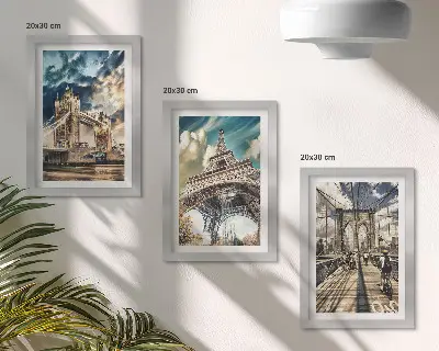 Mostovi i tornjevi u europskim gradovima set od 3 slike u okviru
