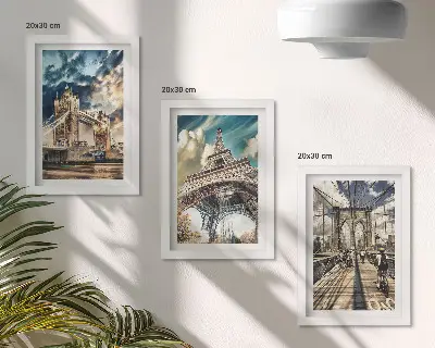 Mostovi i tornjevi u europskim gradovima set od 3 slike u okviru