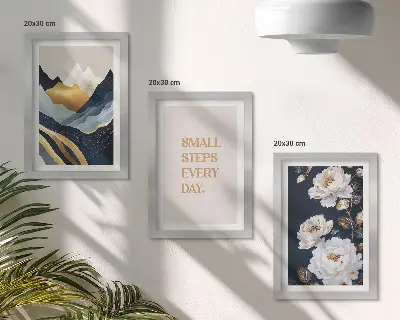 Zidna galerija slika apstraktno planinsko cvijeće i inspirativni natpisi
