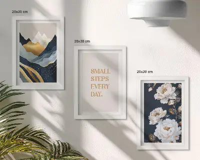 Zidna galerija slika apstraktno planinsko cvijeće i inspirativni natpisi