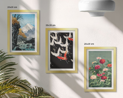 Zidna galerija slika Planine s vodopadom, pticama u letu i šarenim cvijećem