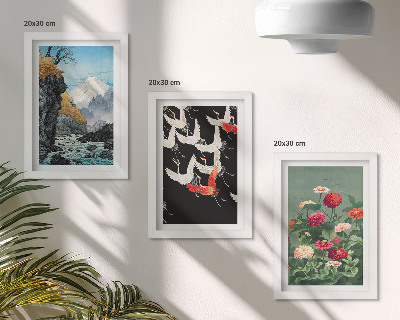 Zidna galerija slika Planine s vodopadom, pticama u letu i šarenim cvijećem
