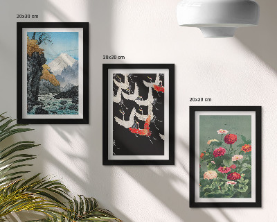Zidna galerija slika Planine s vodopadom, pticama u letu i šarenim cvijećem