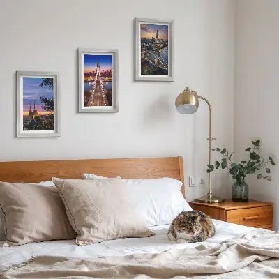 Zidna galerija slika pogled na grad s mostovima i zalaskom sunca
