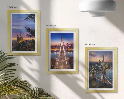 Zidna galerija slika pogled na grad s mostovima i zalaskom sunca