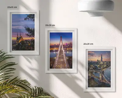 Zidna galerija slika pogled na grad s mostovima i zalaskom sunca