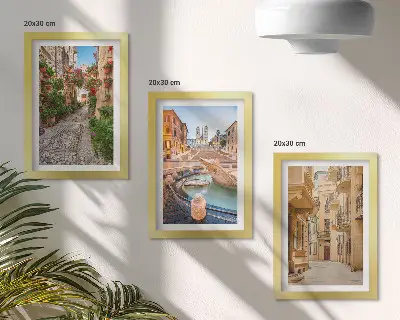 Zidna galerija slika šarmantne ulice i fontane u slikovitoj arhitekturi