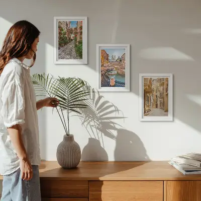 Zidna galerija slika šarmantne ulice i fontane u slikovitoj arhitekturi