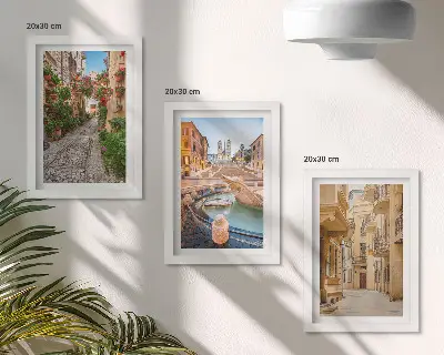Zidna galerija slika šarmantne ulice i fontane u slikovitoj arhitekturi