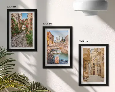 Zidna galerija slika šarmantne ulice i fontane u slikovitoj arhitekturi