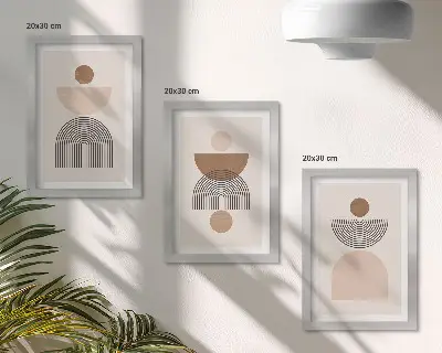 Zidna galerija slika apstraktni oblici u nijansama smeđe i bež boje