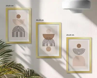Zidna galerija slika apstraktni oblici u nijansama smeđe i bež boje