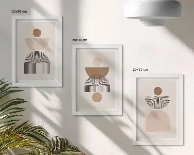 Zidna galerija slika apstraktni oblici u nijansama smeđe i bež boje