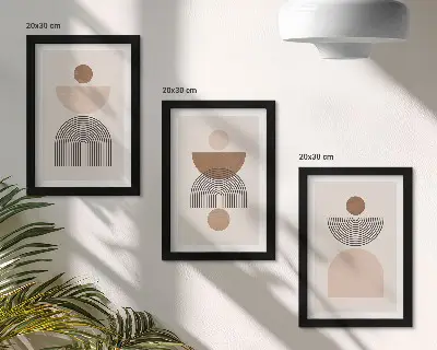 Zidna galerija slika apstraktni oblici u nijansama smeđe i bež boje