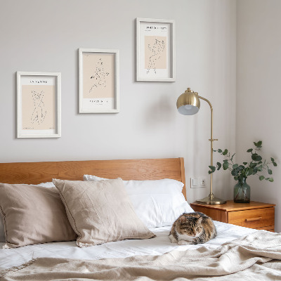 Set 3 slike u okviru Linearne siluete žena na minimalističkim plakatima